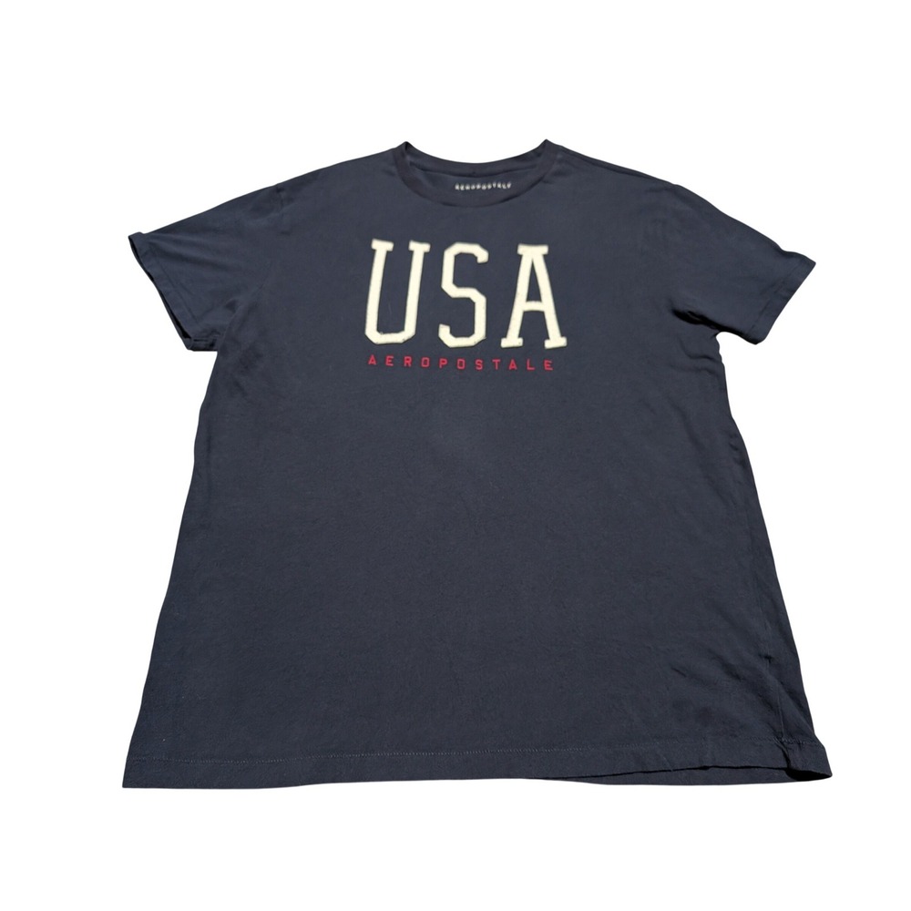 Aeropostale Mens USA Graphic Tee Navy Blue Short Sleeve T-Shirt Size Large